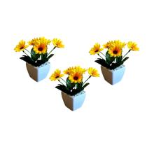 Kit 3 Mini Arranjos De Girassóis No Vasinho Quadrado Kit 3 Mini Arranjos De Girassóis No Vasinho Quadrado