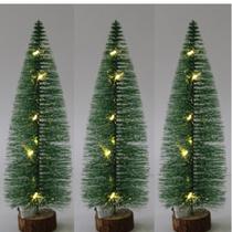 Kit 3 Mini Arvore Natal Pinheiro Nevada Decoração 25cm LED