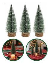 Kit 3 Mini Árvore Pinheiro 22cm Natal Nevada Decoração Verde Pinheiro Nevada