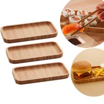 Kit 3 MINI Bandejas De Bambu Retangular Para Cozinha 20x10cm Kit 3 MINI Bandejas De Bambu Retangular Para Cozinha 20x10cm