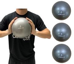 Kit 3 Mini Bolas de Exercícios Overball 25cm VP1082 Vollo Sports Cinza