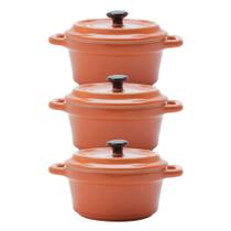 Kit 3 Mini Caçarola de Porcelana Black Lid Laranja 13x10x8cm 150ml Wolff