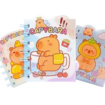 Kit 3 Mini Caderninhos Espiral Capivara Lenticular Escolar