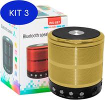 Kit 3 Mini Caixa Caixinha Som Celular Bluetooth 887 Mp3 Fm Usb