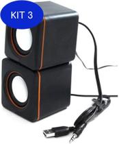 Kit 3 Mini Caixa De Som 2.0 Pc Notebook 4W Rms Usb Exbom Cs-39