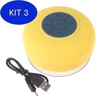 Kit 3 Mini Caixa De Som À Prova D'Água Bluetooth Usb Amarelo