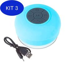 Kit 3 Mini Caixa De Som À Prova D'Água Bluetooth Usb Azul Ciano