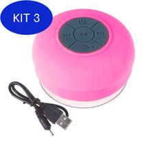 Kit 3 Mini Caixa De Som À Prova D'Água Bluetooth Usb Rosa