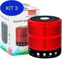 Kit 3 Mini Caixa De Som Bluetooth Portátil Speaker Ws-887 - Vermelho