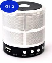 Kit 3 Mini Caixa De Som Portátil para Celular Ws-887 - Prata