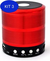 Kit 3 Mini Caixa De Som Portátil Speaker Ws-887 - Vermelho