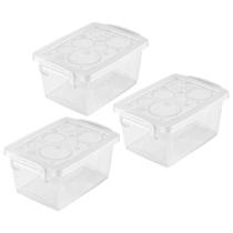Kit 3 Mini Caixa Organizadora Pequena com Trava 650 ml Cristal Ordene
