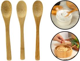Kit 3 Mini Colheres Bambu Para Café Chá Sobremesa Petiscos Patês Multiuso 13cm Clink