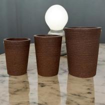 kit 3 mini colunas tamanhos diferentes de polietileno decoração interna cactos e suculentas