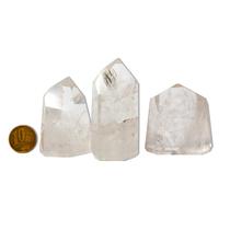 Kit 3 Mini Cristal Lemuriano Comum Gerador Sextavado 4 a 6cm Kit 3 Mini Cristal Lemuriano Comum Gerador Sextavado 4 a 6cm