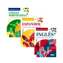 Kit 3 Mini dicionário Escolar Português Inglês Espanhol