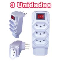 Kit 3 Mini Filtro De Linha 4 Tomadas Adaptador 3 Pino Bivolt