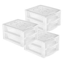 Kit 3 Mini Gaveteiro Pequeno Para Organizar Com 2 Gavetas Transparente Kit 3 Mini Gaveteiro Pequeno Para Organizar Com 2 Gavetas Transparente