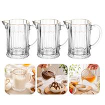 Kit 3 Mini Jarra Leiteira de Cristal Transparente com Fio de Ouro Radial 290ml Lyor