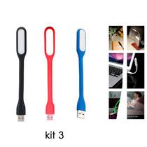 Kit 3 Mini Luminária Luz Lampada Led Abajur Usb Notebook