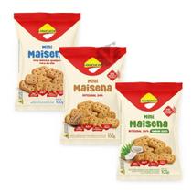 Kit 3 Mini Maisena Integral 100G Diet Zero Lactose Biscoito coco tradicional integral