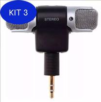 Kit 3 Mini Microfone P2 Notebook Camera Tablet Smartphone