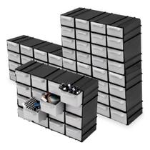Kit 3 Mini Organizador Modular com 48 Gavetas Plástico 21,5x15x8cm para Ferramentas e Miudezas Kit 3 Mini Organizador Modular com 48 Gavetas Plástico 21,5x15x8cm para Ferramentas e Miudezas