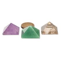 Kit 3 Mini Pirâmides Ametista Quartzo Verde e Fumê 10 a 20mm