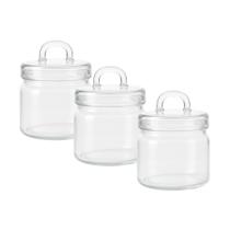 Kit 3 Mini Potes de Vidro Transparente com Alça 750ml - Home land