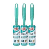 Kit 3 Mini Rolo Flash Limp Flashlimp Adesivo Elimine Pelos Sujeiras Cabelos Fiapos Pó Bolinhas Roupas Toalha Tapete Sofá Estofado Carro Tecido Geral