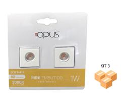 Kit 3 Mini Spots Para Moveis Quadrado Branco 1W 3000k Bivolt