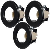 Kit 3 Mini Spots Preto de Embutir para 1 lâmpada Foco Fixo