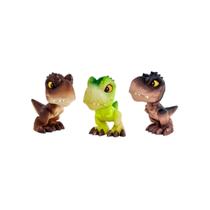Kit 3 Mini T-Rex Jurassic World - Verde, Marrom e Preto - Pupee Kit 3 Mini T-Rex Jurassic World - Verde, Marrom e Preto - Pupee