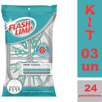 Kit 3 Mini Varal Oval 8 Prendedores Peças Pequenas FlashLimp