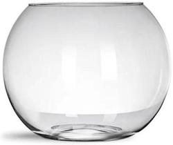 Kit 3 Mini Vaso Aquário Castiçal Redondo De Vidro 400Ml