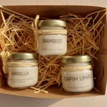 Kit 3 Mini Vela Aromática Perfumada Bamboo Vanilla CapimLimã - Likare Home & Beauty
