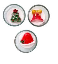 Kit 3 Mini Velas de Natal de vidro - Árvore / Sino / Gorro - Sadora Natal