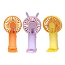 Kit 3 Mini Ventilador Portátil Recarregável USB com Suporte Celular Silencioso Leve Secar Maquiagem