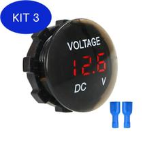 Kit 3 Mini Voltímetro Digital 12V Para Som Automotivo