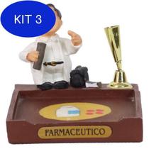 Kit 3 Miniatura Farmacêutico Resina Porta Caneta E Papel 8Cm - Meerchi
