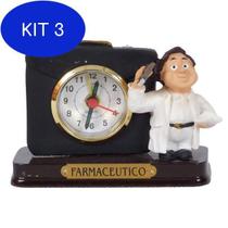 Kit 3 Miniatura Profissional Farmacêutico Resina Com Relógio 8Cm - Meerchi