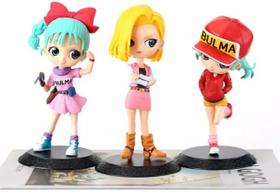 Kit 3 miniaturas bulma e android 18 dragon ball decoração 15cm Kit 3 miniaturas bulma e android 18 dragon ball decoração 15cm
