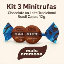 Kit 3 Minitrufas Chocolate Ao Leite Tradicional Brasil Cacau