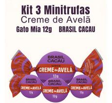 Kit 3 Minitrufas Creme De Avelã Gato Mia 12g Brasil Cacau