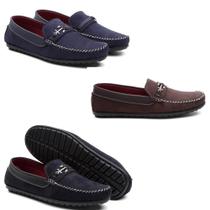 Kit 3 Mocassim Drive Masculino Bico Redondo Macio Conforto