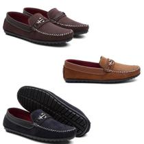 Kit 3 Mocassim Drive Masculino Bico Redondo Macio Conforto Kit 3 Mocassim Drive Masculino Bico Redondo Macio Conforto