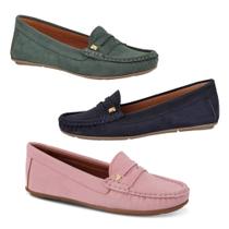 Kit 3 Mocassins em Camurça Femininos Confort Plus Kit 3 Mocassins em Camurça Femininos Confort Plus