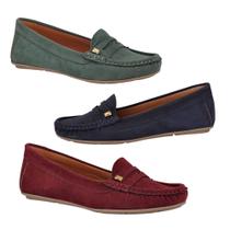 Kit 3 Mocassins Ultra Confort Femininos em Camurça Kit 3 Mocassins Ultra Confort Femininos em Camurça