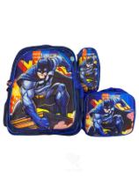 Kit/3 Mochila Escolar Infantil 3D Com Lancheira e Estojo Homen aranha / batman / vingadores
