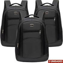 Kit 3 Mochilas Bolsa Mala Resistente Notebook Multifuncional Trabalho Faculdade Unissex